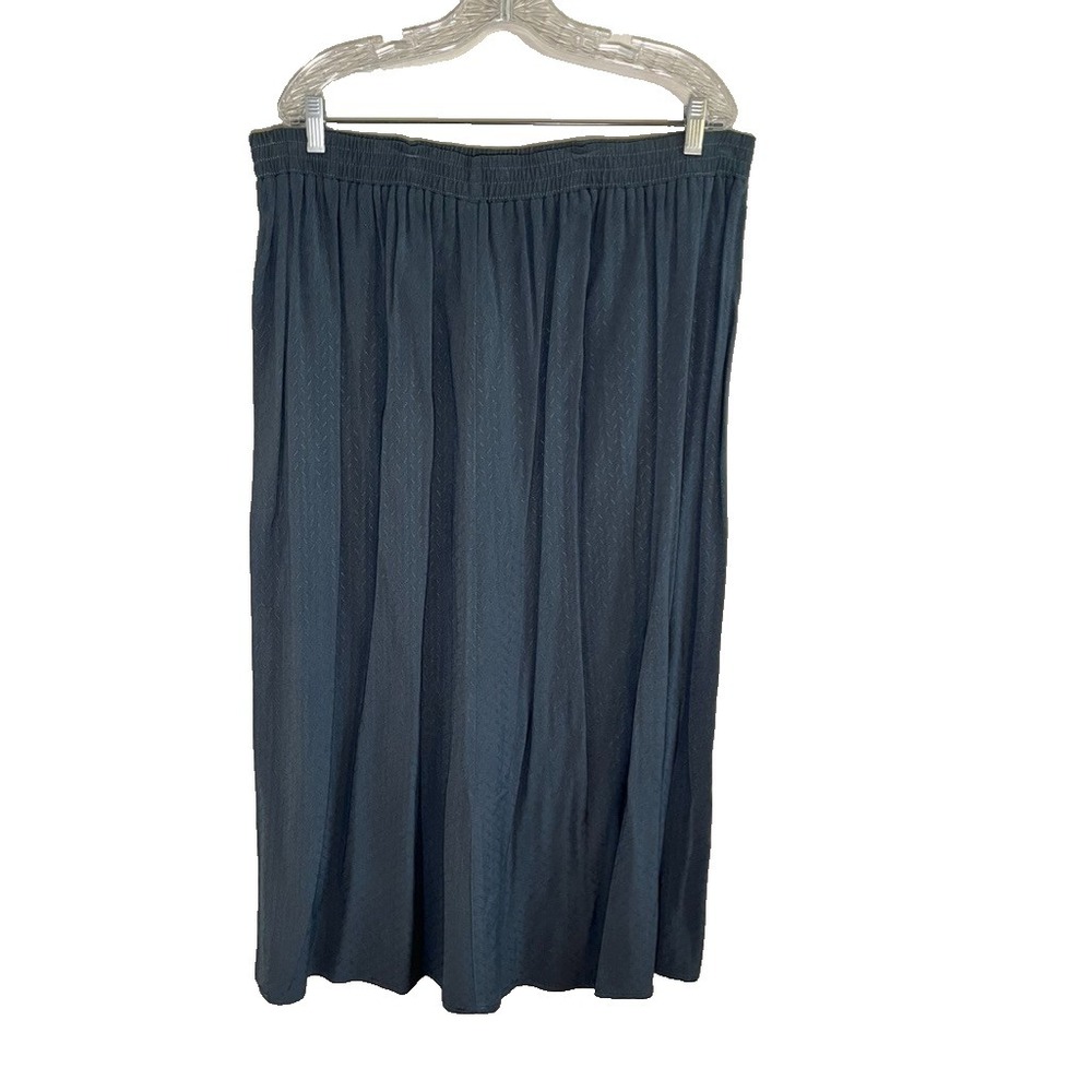 Colorful Floral Embroidery Maxi Skirt 2X Blue Boho Indie Coastal Nautical Resort